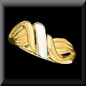 High Fashion Two Tone 14K Gold Ladies Dome Ring