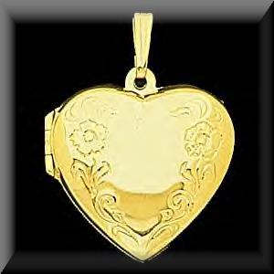 Romantic Heart Shaped 14K Yellow Gold Locket