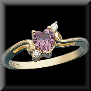 Genuine Heart Shape Pink Tourmaline Ladies Ring 14K Yellow Gold