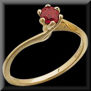 Petite Genuine Ruby Ring 14K Yellow Gold