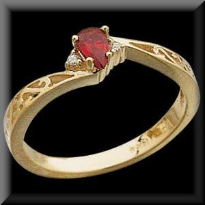 Pear Shape Genuine Ruby Ring for Her 14K Yellow Gold