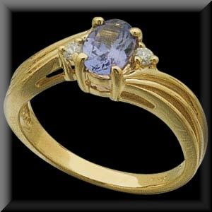 Classic Genuine Tanzanite Ladies Ring 14K Gold