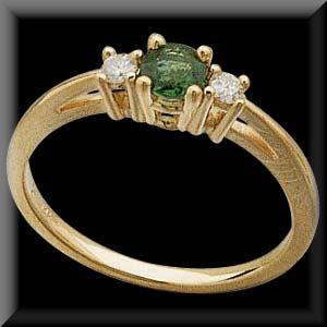 Lovely Genuine Emerald and Diamond Ring 14K Gold