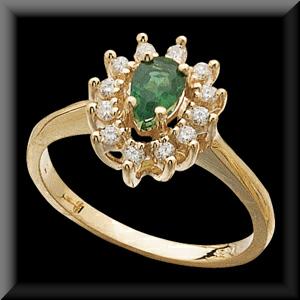 Stunning Genuine Emerald and Diamond Ring 14K Gold