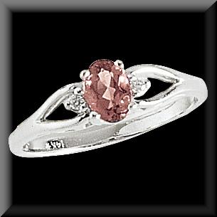 Genuine Pink Tourmaline Ladies Ring in 14K White Gold