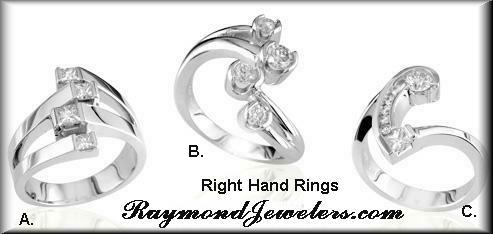 Three Styles of Diamond Right Hand Rings 14K Yellow or White Gold