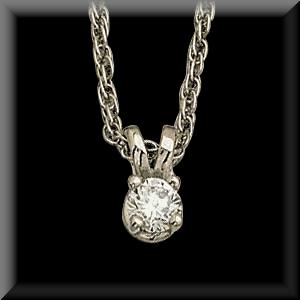 Lovely Platinum and Diamond Solitaire Pendant with Chain