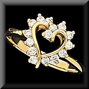 Romantic Heart Design Diamond Cluster Ring 14K