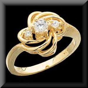 Classy Three Stone Diamond Swirl Ring 14K