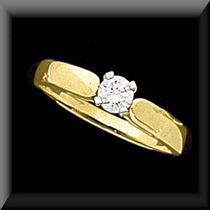 Modern Solitaire Diamond Engagement Ring Yellow or White Gold