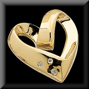 Beautiful Heart Shaped Diamond Slide Pendant 14K