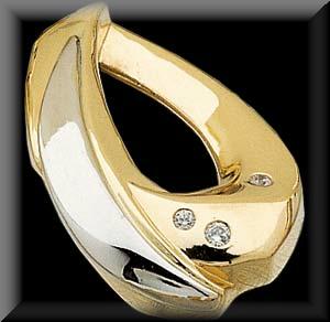 Two Tone Tear Drop Shaped Swirl Diamond Slide Pendant 14K