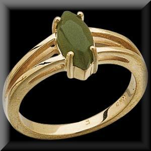Charming Ladies Genuine Green Jade Ring 14K Gold