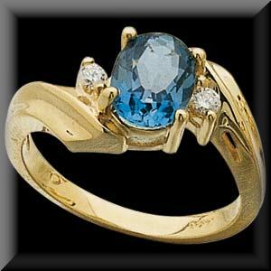Glamorous London Blue Topaz and Diamond Ring in 14K Gold