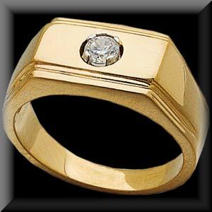 Distinguished Men's Solitaire Diamond Promise Ring in 14K Gold