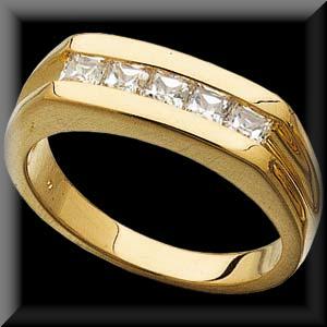 Men's Princess Cut Diamond Band in 14K  Gold or Platinum