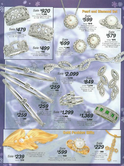 Raymond Jewelers Catalog Page Two-Diamond Bracelets,Emerald Ring,Pearl