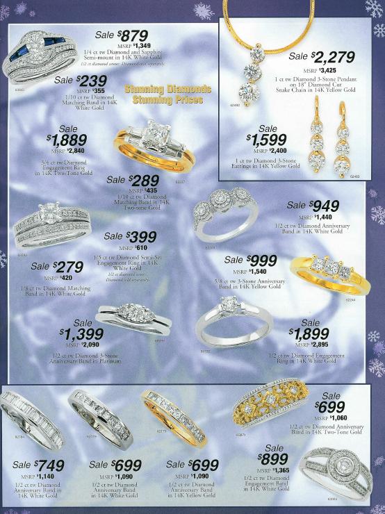 Raymond Jewelers Catalog Page Five-Diamond Bands, Three Stone Jewelry