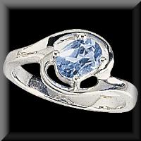 Lovely Oval Cut Medium Swiss Blue Topaz Ladies Ring 14K White Gold