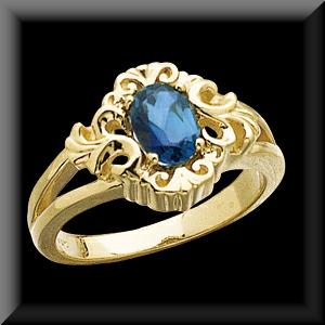 Antique Style Oval Cut London Blue Topaz Ladies Ring 14K