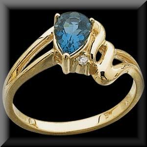 Beautiful Pear Shape London Blue Topaz Ladies Ring 14K
