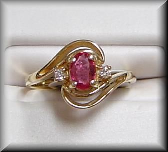 Closeout Sale Ladies Genuine Ruby and Diamond Ring 14K Gold