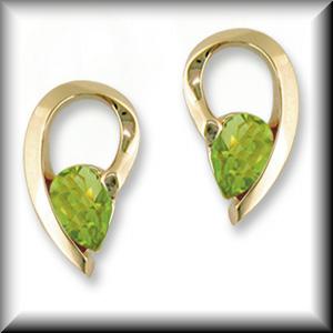 Checkerboard Pear Shape Genuine Gemstone Earrings 14K