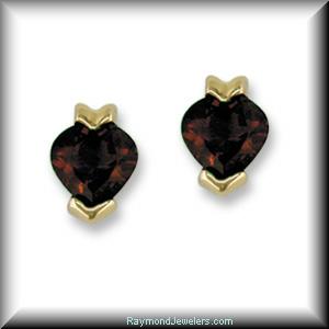 Faceted Heart Shaped Genuine Gemstone Earrings 14K