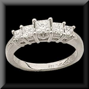 Lovely Princess Cut Diamond Five Stone Band 14K or Platinum 1 carat TW