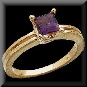 Stunning Petite Square Cut Amethyst Ring 14K Gold