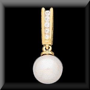 Cultured Black Pearl or White Pearl and Diamond Pendant