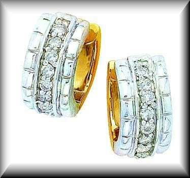 Closeout Two-Tone 14K Hinged Hoop Diamond Earrings