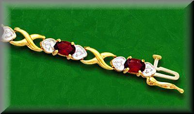 Genuine Garnet and Diamond Tennis Bracelet