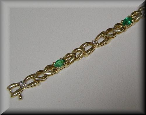 Terrific Closeout 14K Diamond and Emerald Tennis Bracelet
