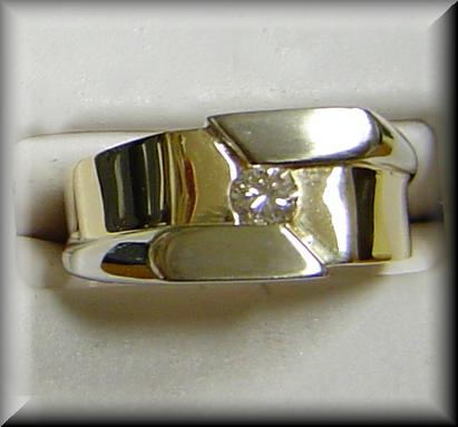 Men's Two Tone Diamond Wedding Band or Promise Ring .25ct Diamond