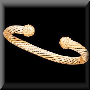 Sterling Silver and 14K Yellow Gold Cable Bangle Bracelet