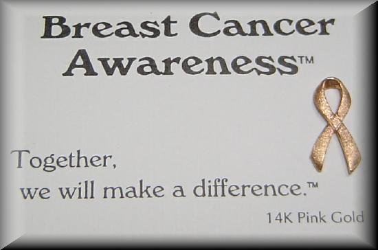 Breast Cancer Awareness Pink Rose Gold 14K Pin, Brooch or Tie Tak