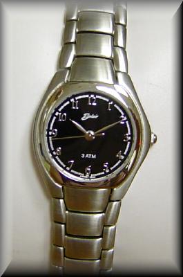Closeout Ladies Belair Round Stainless Steel Sport Watch Black Dial