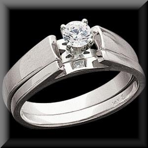 Cool and Sleek Diamond Engagement Ring Bridal Set 14K White Gold