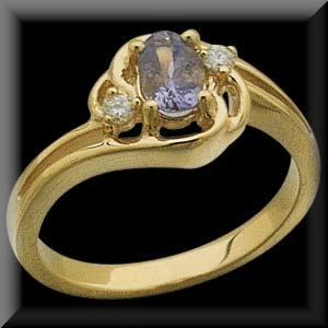 Beautiful Genuine Tanzanite and Diamond Swirl Style Ring 14K Gold