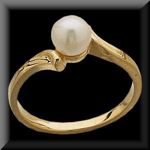 Cultured White or Black Pearl Ladies Ring 14K Yellow or White Gold