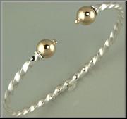 Twist Cape Cod Bracelet Sterling Silver and 14K Gold
