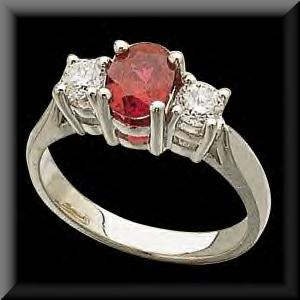 Classic Genuine Ruby and Diamond Platinum Ring