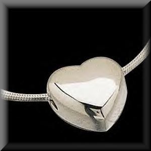 Essential Platinum Heart Slide Pendant with Platinum Snake Chain