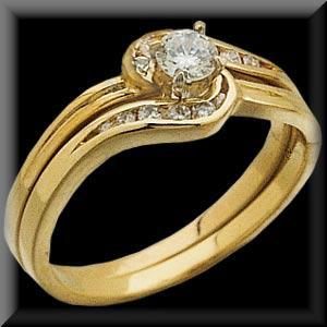 Romantic Diamond Engagement Ring Bridal Set .32ctw Set