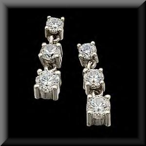 Past, Present and Future Genuine Dangle Diamond Earrings 1ctw 14K