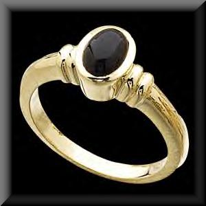 Bezel Set Genuine Black Onyx Ring in 14K Yellow Gold