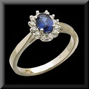 Princess Style Genuine Blue Sapphire and Diamond Ring 14K White Gold