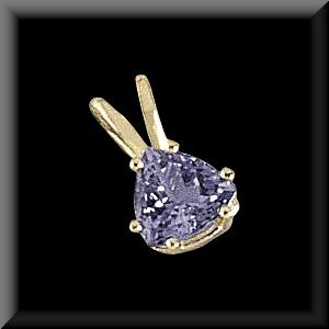 Classic Trillion Cut Genuine Tanzanite Pendant in 14K Yellow Gold
