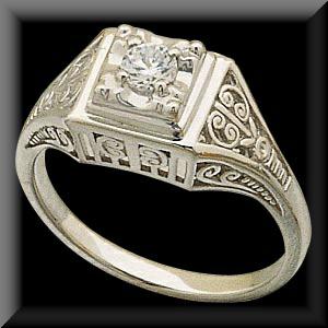 Antique Victorian Style Diamond Ring in 14K White,Yellow or Platinum